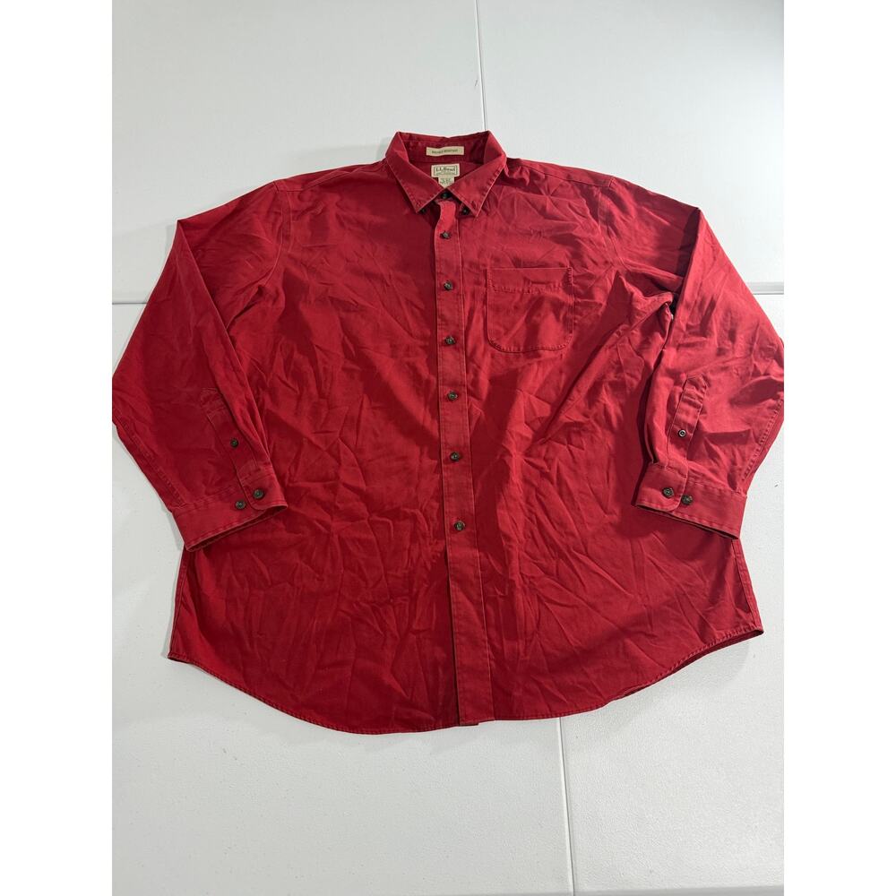 L.L. Bean Men’s Wrinkle Resistant Red Long Sleeve button up size XL
